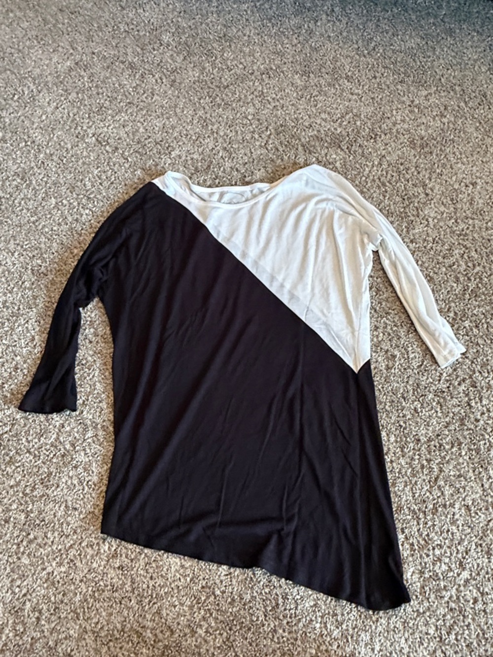 INC International Concepts Black and White Diagonal Colorblock Tunic